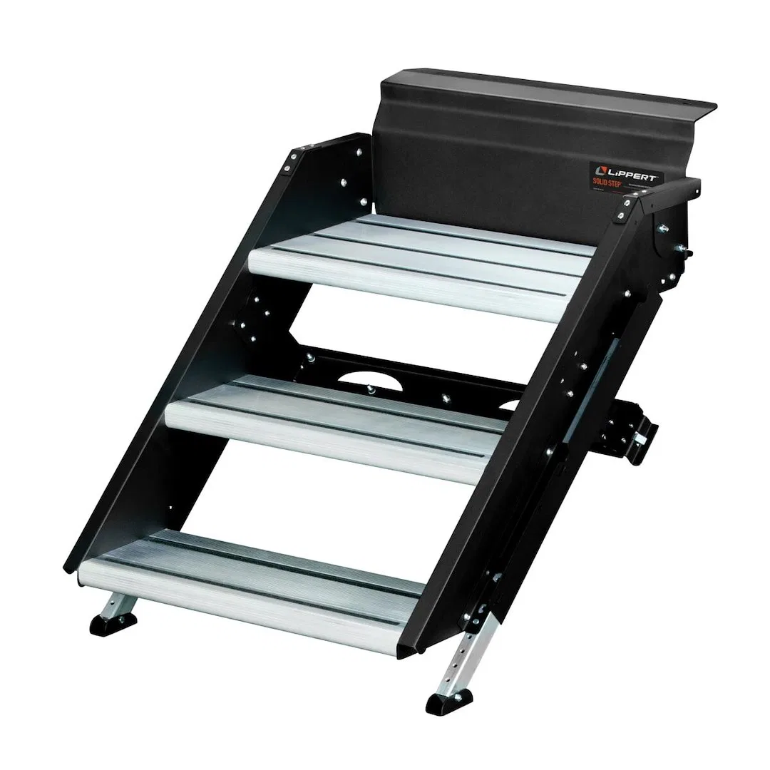 791573 – LIPPERT COMP Entry Step, 3 Manual Fold-Up Steps 30 Inch Step Mounts To 29 Inch To 36 Inch Width Entry Door T...